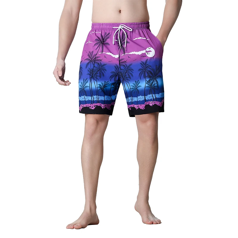 

Новинка 2023 года, летние быстросохнущие мужские шорты с принтом, праздничные модные брюки на пять четвертей, свободные тонкие пляжные брюки, которые можно запускать