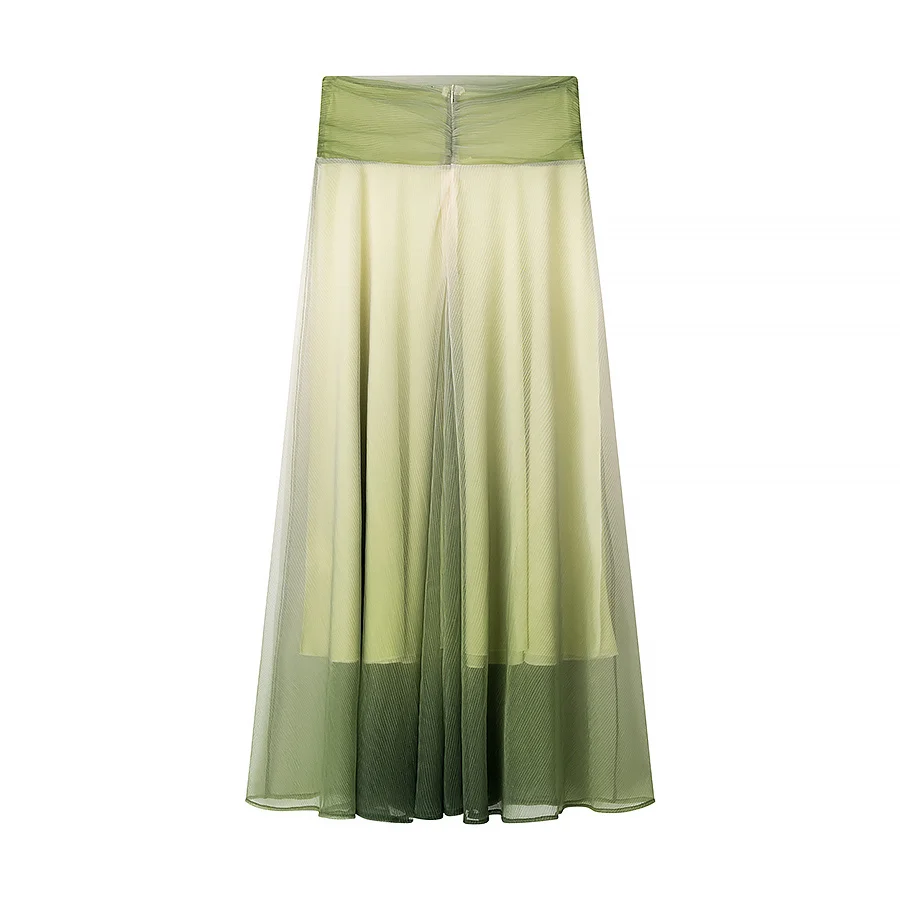 JNLEAOG Faionable adient Color Print Set Women's High Waist A-Line Skirt Casual Commute Sle Polyester Fiber Midi Skirt