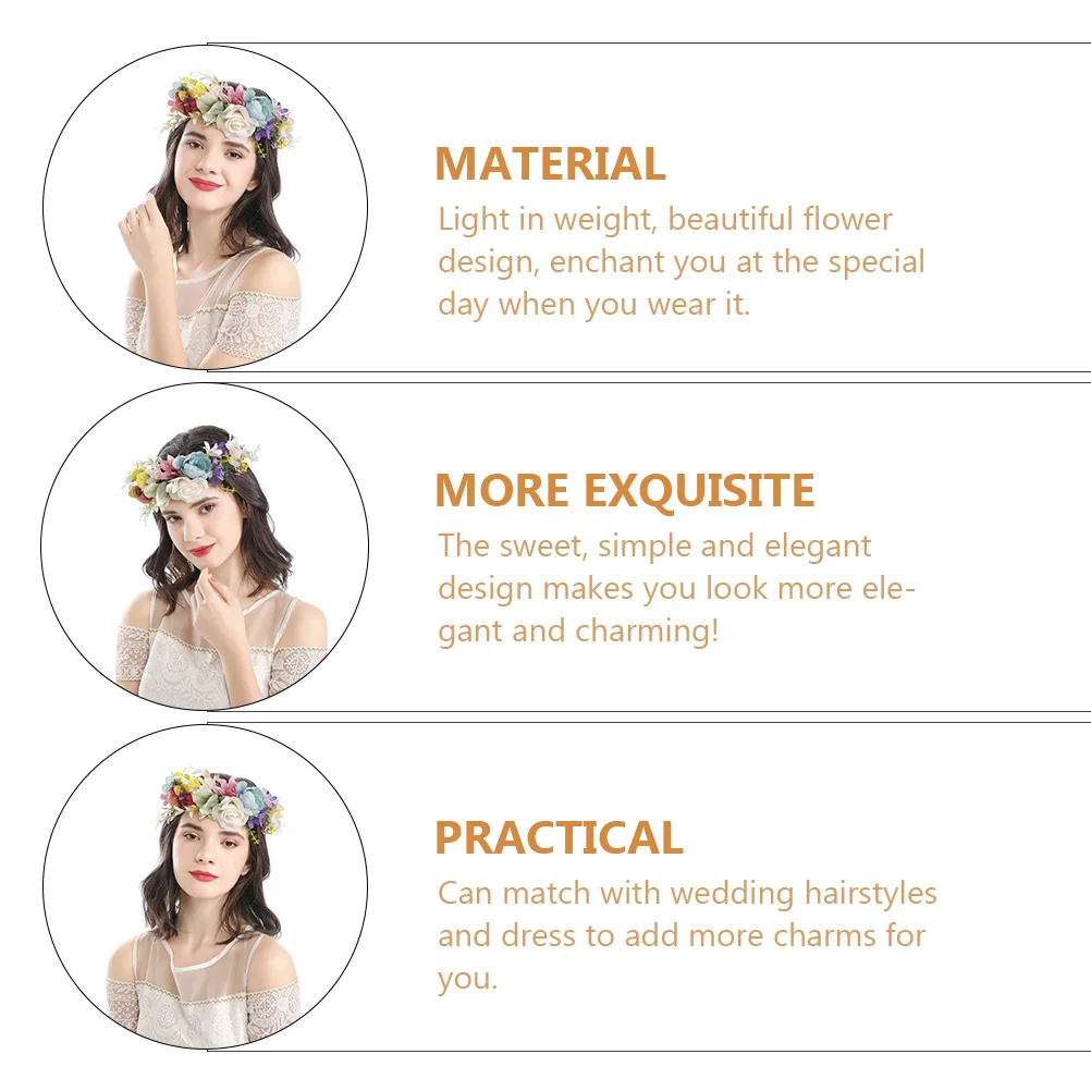 

Elegant Floral Headband Bridal Wedding Decor Crown Garland Headpiece Bridal Hair Accessories Hair Styling Tools For