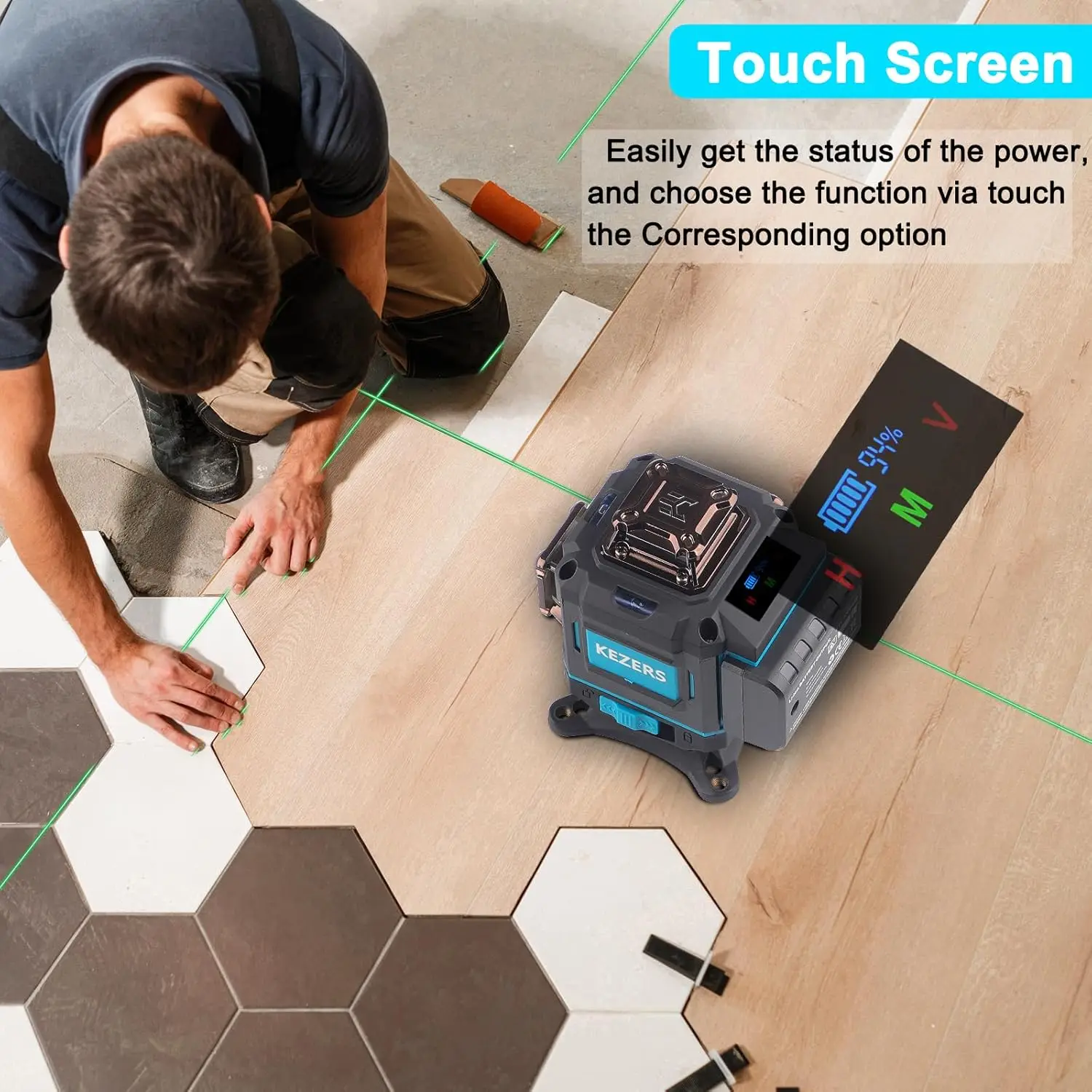 

Laser Level 360 Self Leveling,4 x 360 Laser Level with Screen Green Level Line tool Leveling and Alignment Tool