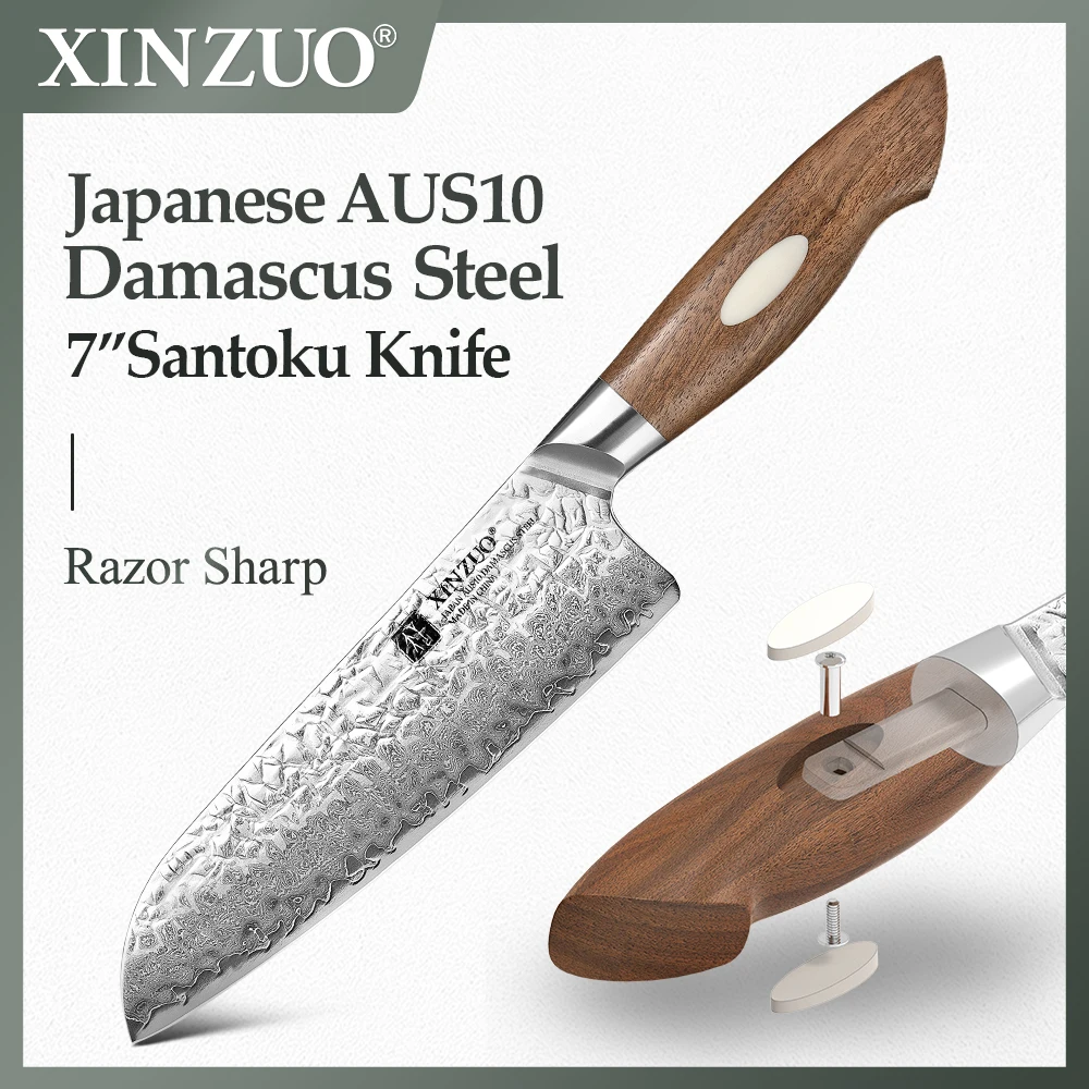 

XINZUO 7'' Inch Santoku Knife Japanese Damascus Steel Sharp Blade Meat Vegetable Knife Chef's Cooking Tool Kitchen Knife