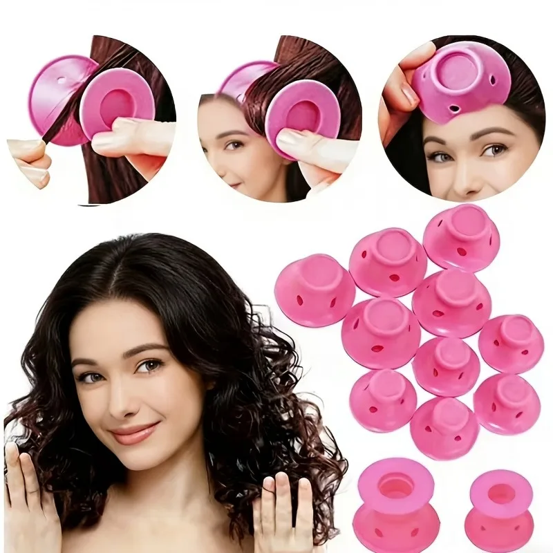 14-Piece Set of No-Heat Hair Curlers, Suitable for All Hair Types, Manual Mushroom Bell Curlers - No-Heat Styling Hair Curlers
