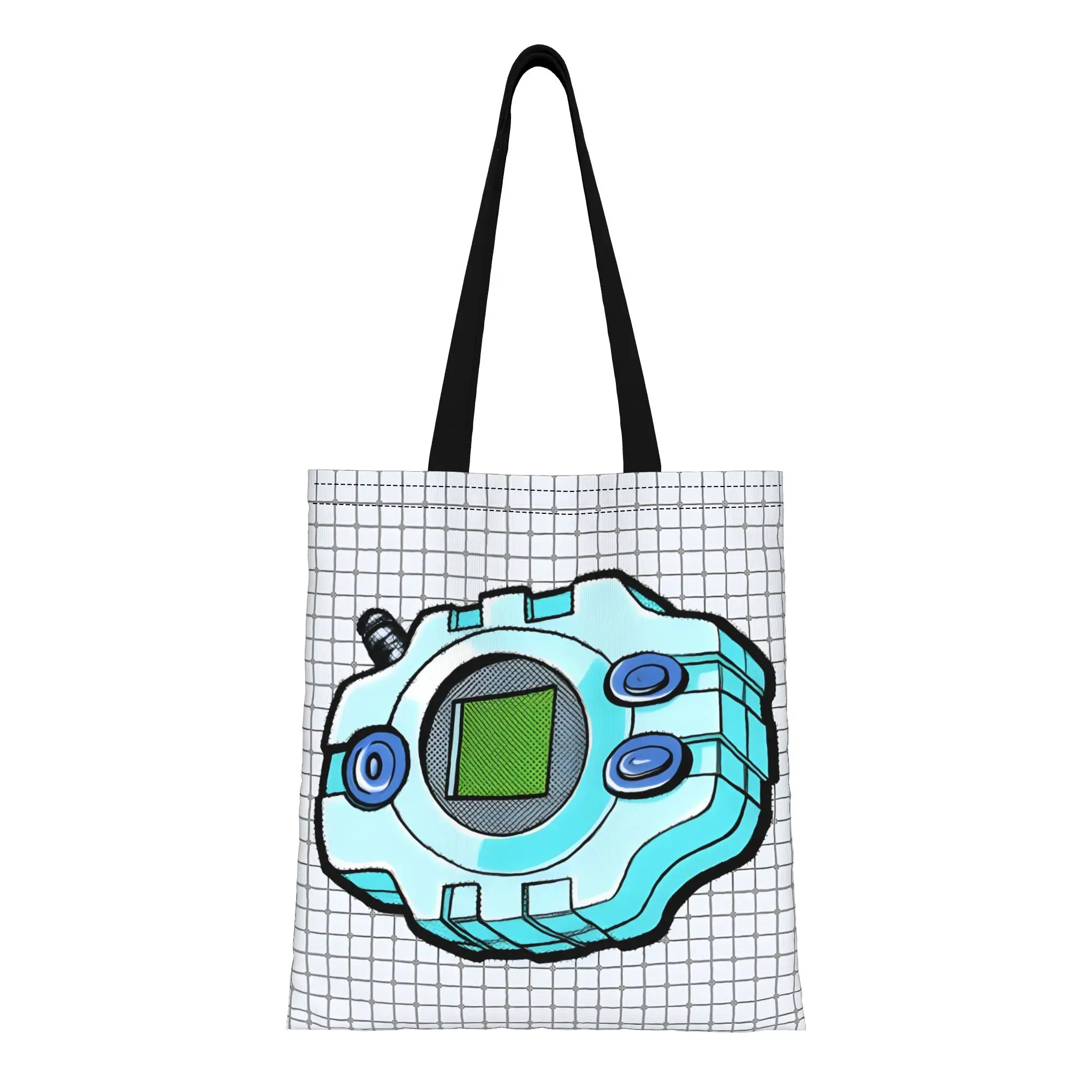 Bolso de Lona Digimon Grid BANDAI Digivice, Ideal para Compras, Bolsos de Mano para Mujer
