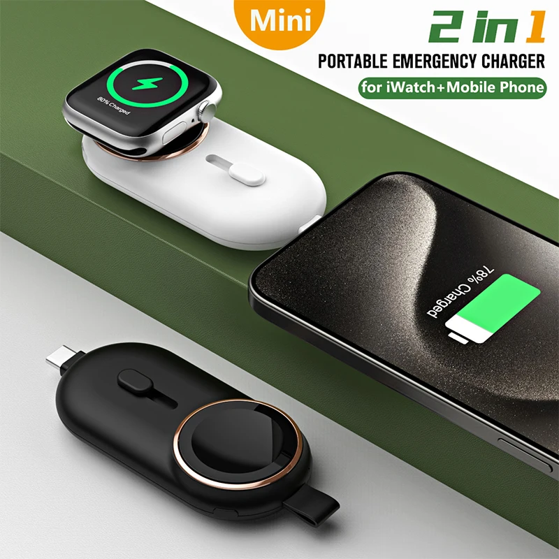 

Mini Power Bank 2000mAh Magnetic Wireless Charger for Apple Watch 8 7 6 iPhone 15 14 External Battery Charger for Samsung Xiaomi