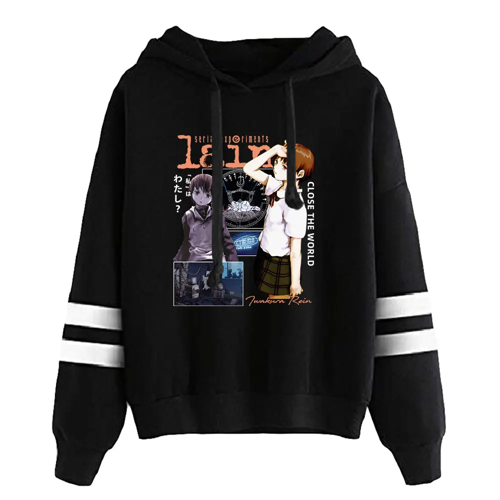 

2026 Serial Experiments Lain Manga Unisex Pocketless Parallel Bars Sleeve Sweatshirts Men Women's Hoodie Anime Clothes