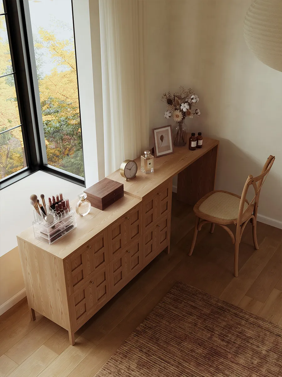 

HYS wooden dresser chest all-in-one bedroom bedside cabinet corner dressing table