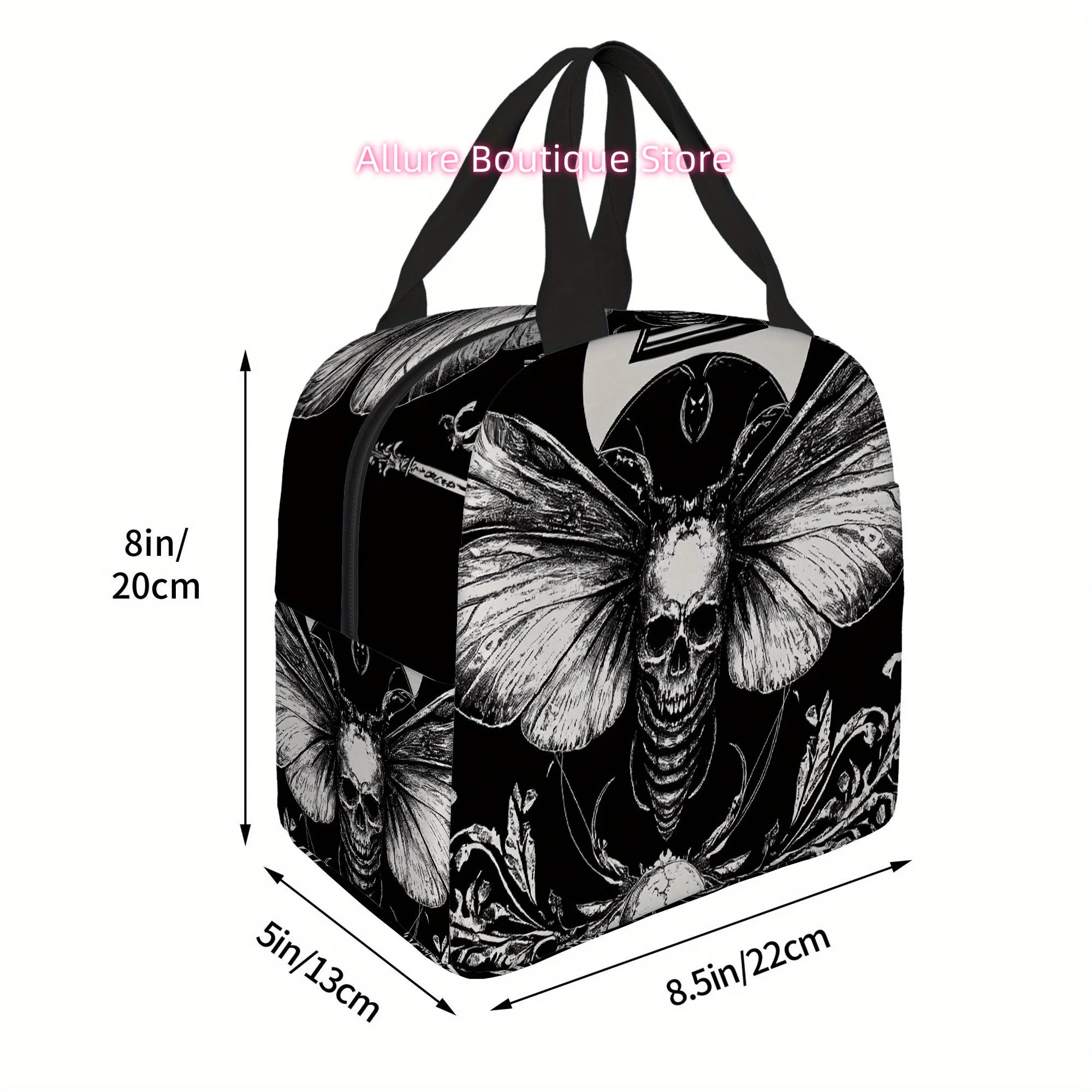 1pc a Thermal Bag Featuring a Detailed Skull Moth Design. This Insulated Bag Is Not Intended for Food Contact And Is Suitable fo