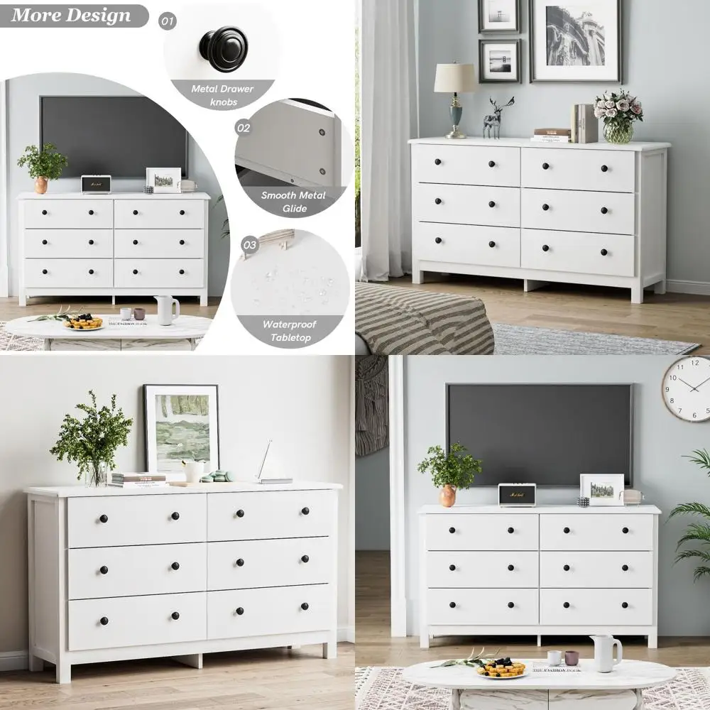 

Белый комод с двумя ящиками для спальни, подходит для взрослых и детей, широкие ящики и комоды для прихожих и входных зон