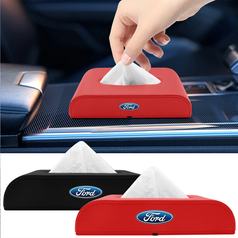 Leather Car Tissue Storage Box Auto Auto Storage Accessories for Ford Focus mk2 mk3 Fiesta mk7 Ranger Mondeo mk4 S-MAX Kuga