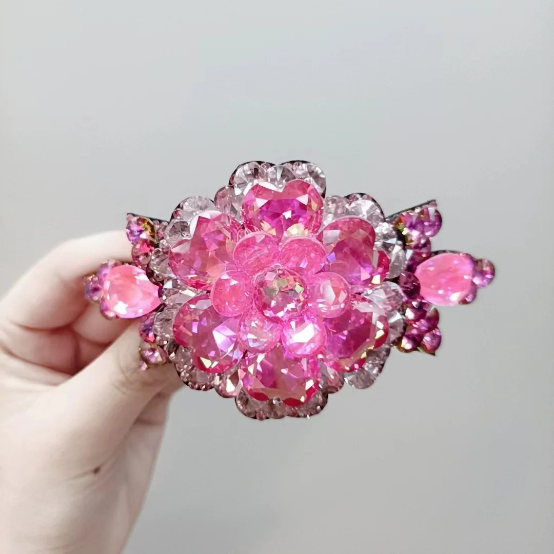 

Новые весенние цветы с кристаллами высокого класса, заколка для волос «конский хвост» для большой пластины, высококачественная заколка для волос, женский оригинальный дизайн