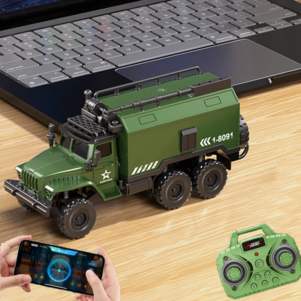 Mini Alloy RC Truck 1/64 Scale 10ch 2.4GHz 6-Wheel 4WD Transporter Car Kids Electric Remote Control Car Holiday Gift Toy
