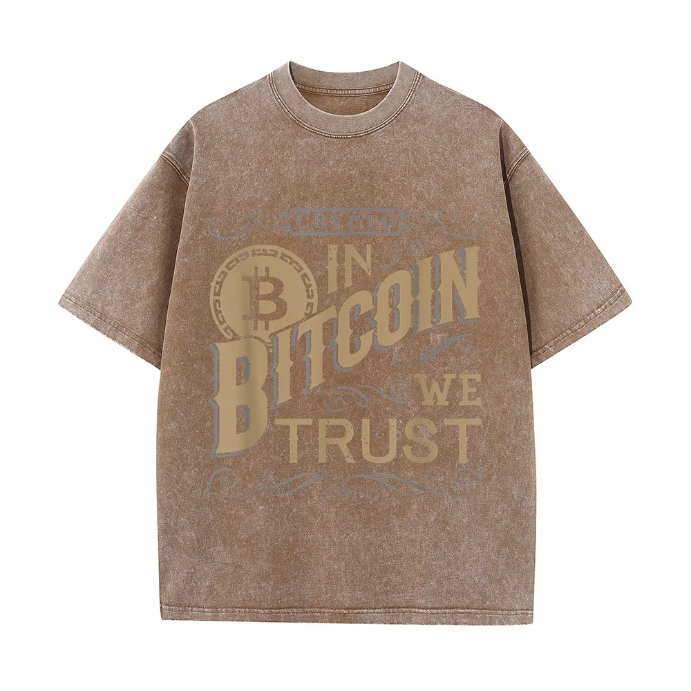 In Bitcoin We Trust Cryptocurrency BTC T-Shirt 작업복 Aliexpress France Spain Basic 100 Cotton Tee Breathable Short Sleeve Graphic