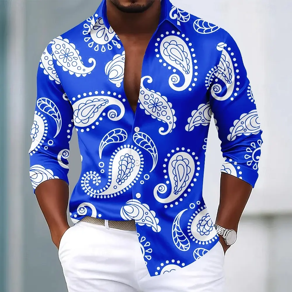 

2025 Men's Long Sleeve Shirt Paisley Floral Print Ethnic Shirt Autumn Winter Streetwear Casual Comfort Polyester Slim Fit Shirts