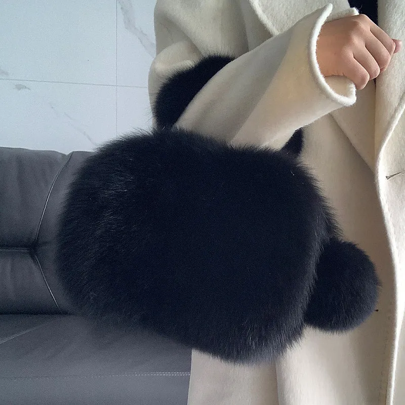 

Fox Fur Bags For Woman Tote Bag Genuine Leather And Fur Luxury Bags Designers Plush Y2k Bag Handbag Women Female Shoulder Bags