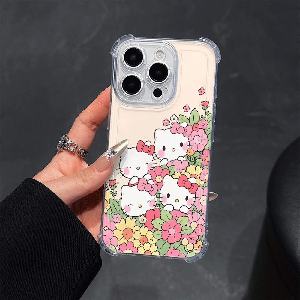 

Прозрачный чехол Sanrio KT для iPhone 14, IPhone 16/15/14/13/12/11/x/xs/xs Max, чехлы для мобильных телефонов для девочек, подарок Hellokitty для девочек