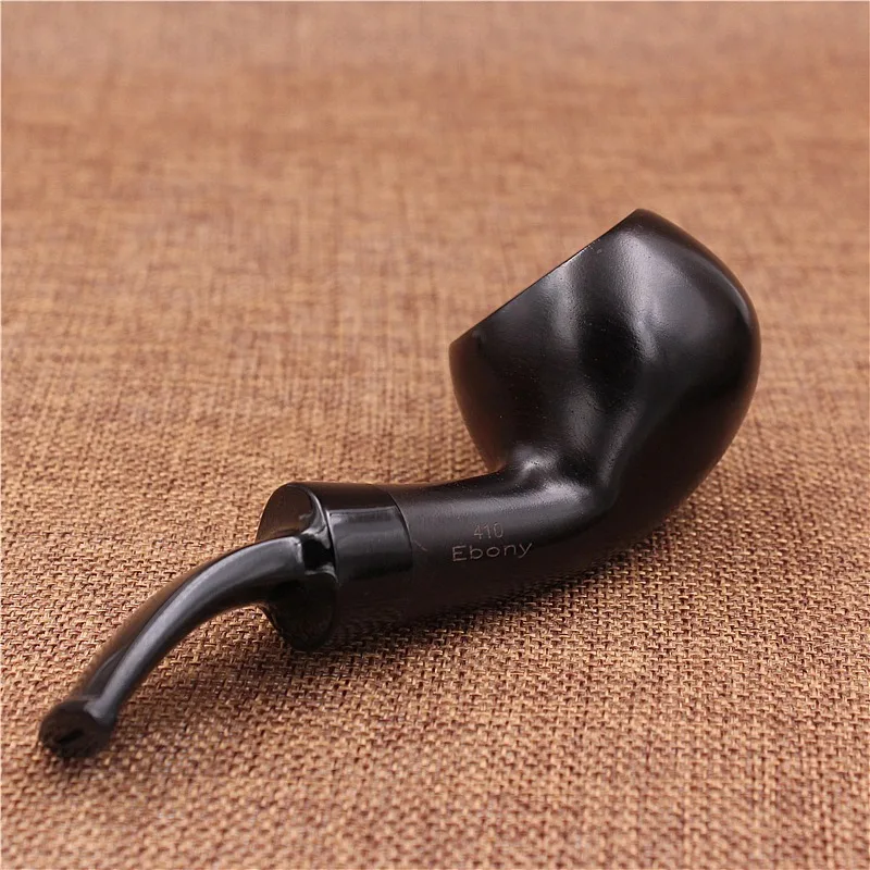 Classic Long Ebony Wood Solid Churchwarden Wooden Bent Smoking Pipe Tobacco Pipe Smoke Tube Fit For 9mm Filters Gift For Father