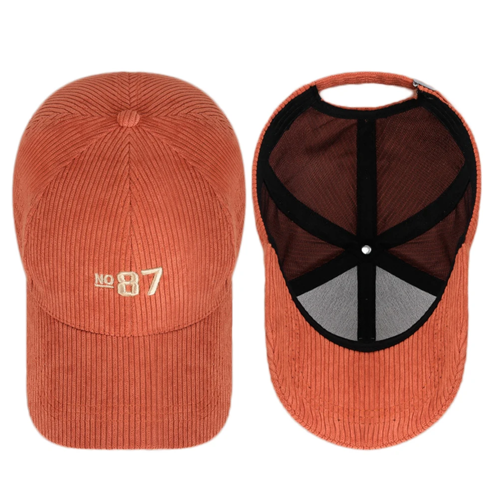 FS Luxury Corduroy Cap For Men Brand Letter Embroidery Women Baseball Hats Brown Orange Streetwear Snapback Caps Casquette Homme view 5