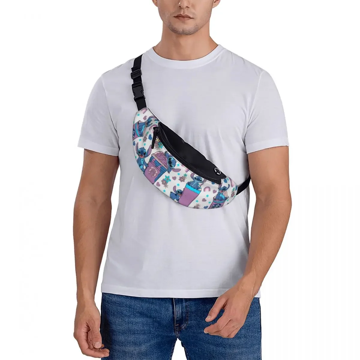 Lilo e Fanny Pack para viagens e caminhadas, moda personalizada, bolsa de cintura crossbody para mulheres e homens, bolsa de dinheiro para telefone