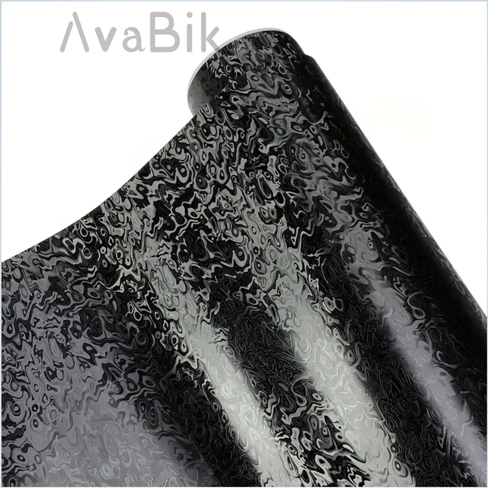 1.52X2/3/18m Matte Ghost Black Silver texture Forged Carbon Fiber Vinyl Car Wrap Covering With Air Release Sticker Car Decals