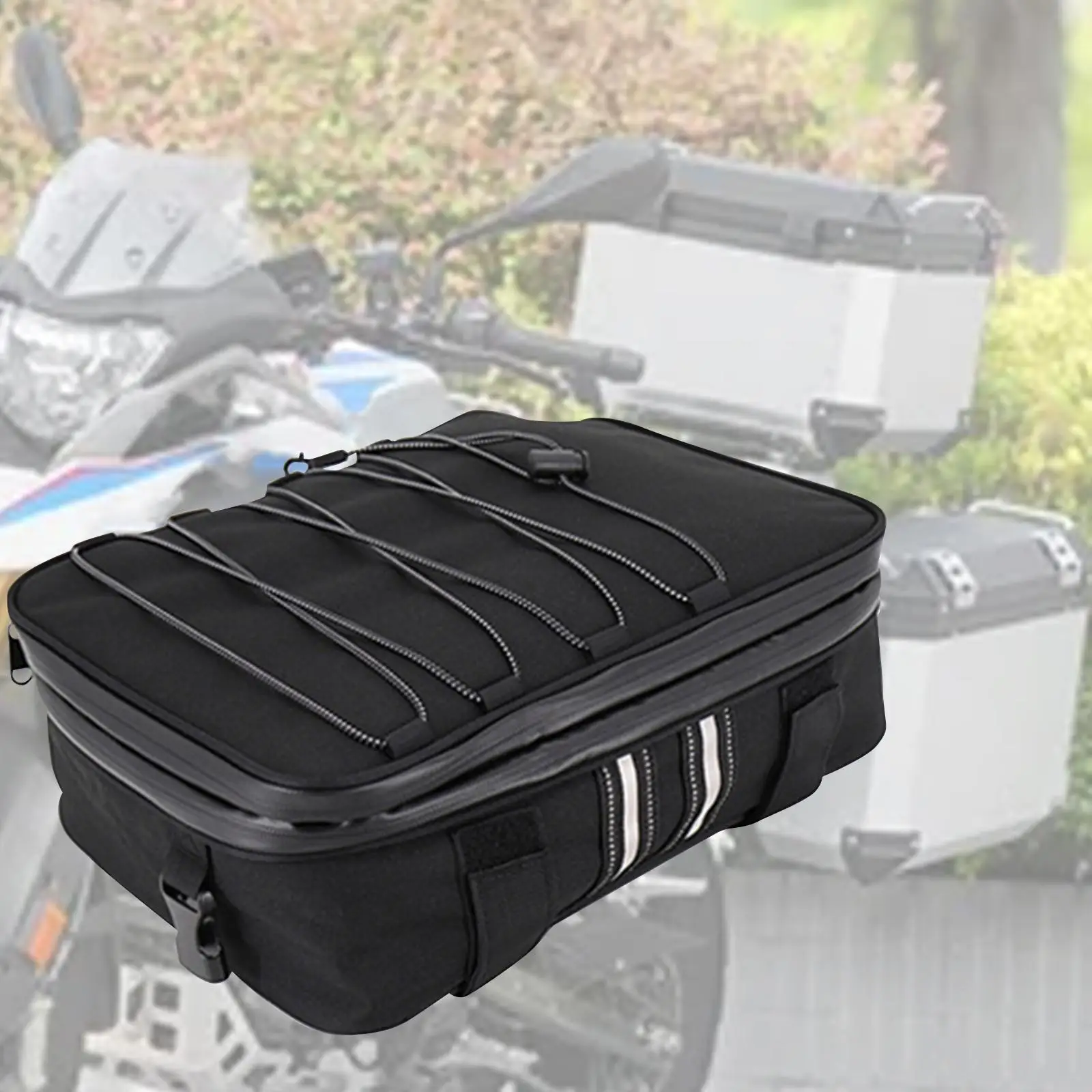 

Motorcycle Top Case Bag Outdoor Riding Nylon Black about 20L Zipper Storage Waterproof Tail Bag Travel Luggage Bag for BMW