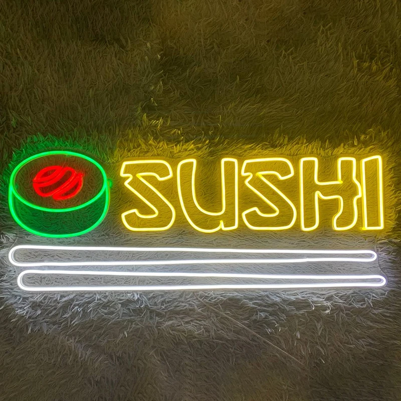 

Sushi Neon Led Sign Sashimi Japanese Logo Decor Neon Light Restaurant Kitchen Logo Sushi Store Wall Decoration Custom Neon Signs