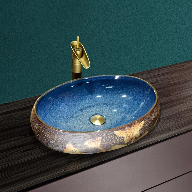 

Europe style China Handmade Lavabo Washbasin Artistic Bathroom Sink countertop ceramic bowl sinks