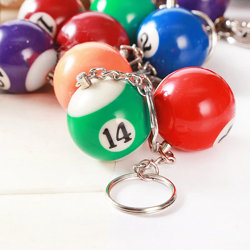 Creative Fashion Billiard Pool Keychains Round Ball Key Ring Key Chains Resin 32mm Ball Jewelry Gift