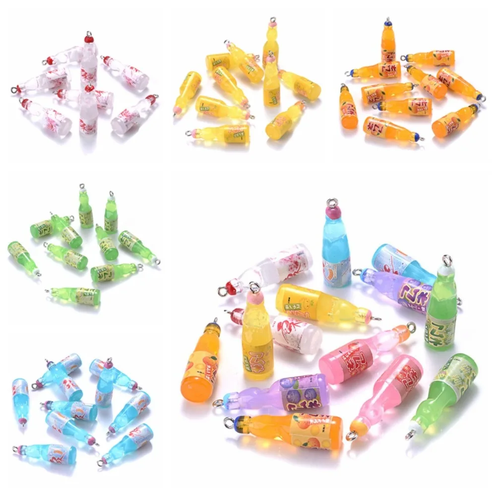 10 Stück Plastik Cola Soda Getränke Getränke Charms Saft Alkohol Limonade Flasche Harz Anhänger für Schmuck herstellung Mini Handwerk