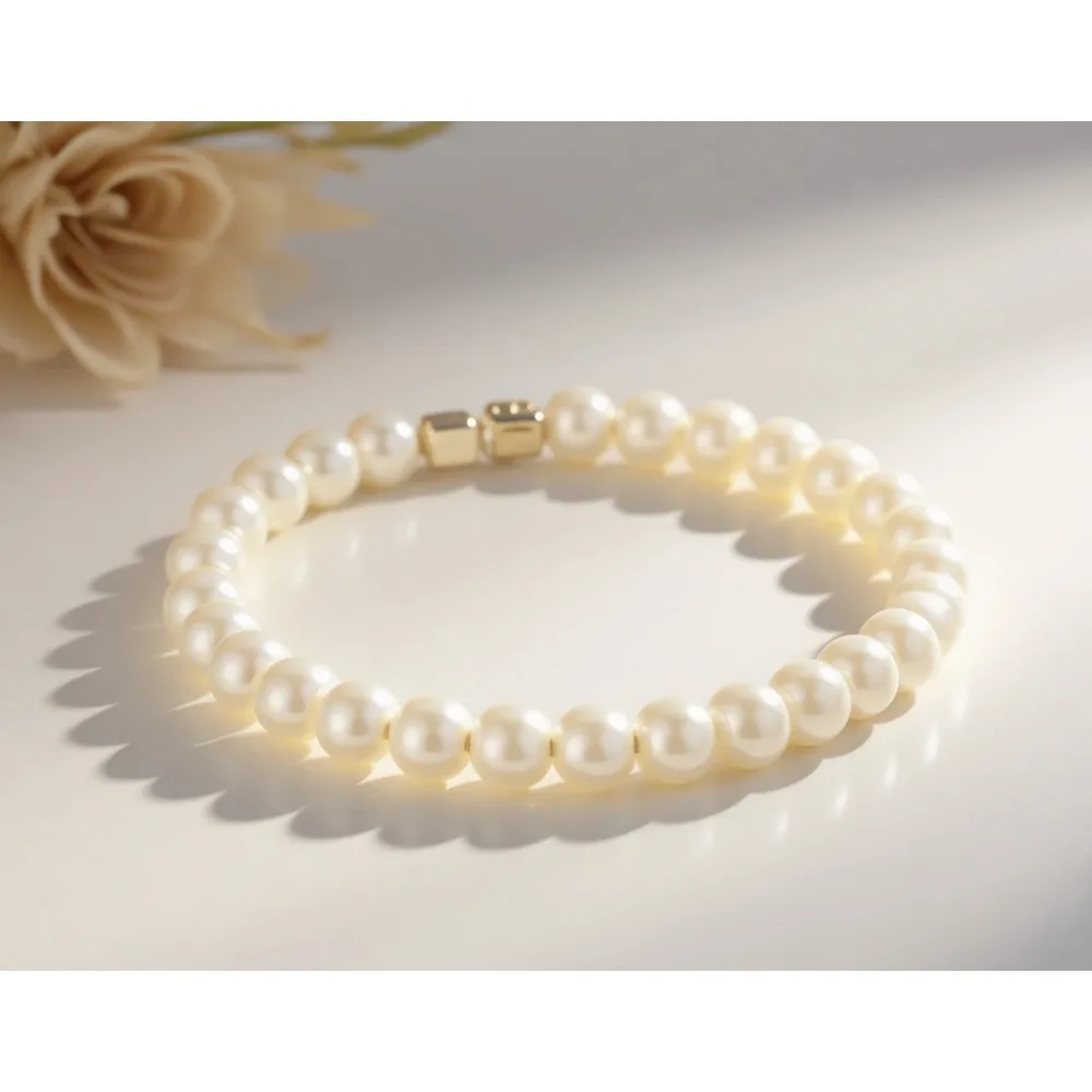 

Свадебный многослойный браслет из искусственного жемчуга цвета кремовой слоновой кости с прозрачными кристаллами