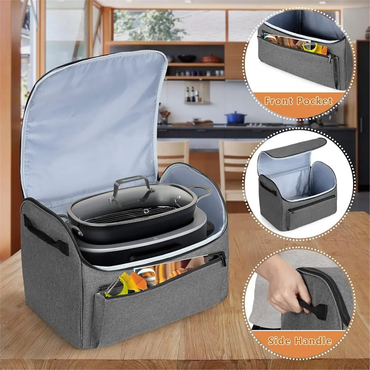 

Чехол A06R для мультиварки Ninja Foodi Possible Cooker Pro, пылезащитный чехол с передним карманом, подходит для медленноварки Ninja, серый