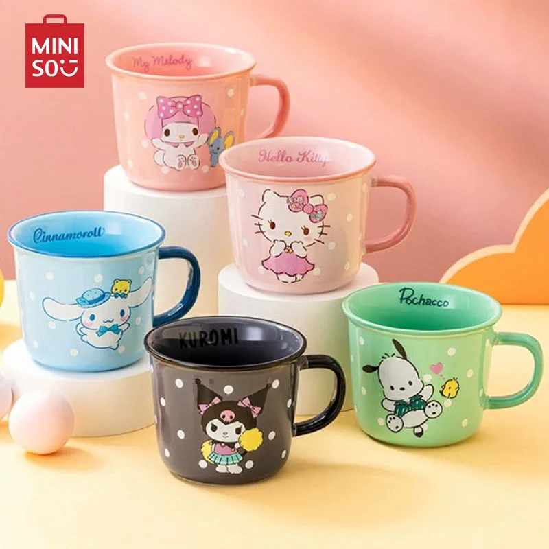 

Sanrio Anime Hello Kitty Ceramics Mug Student Breakfast milk Cup Kawaii Action Figure Ceramic mug Water cup Household Juice cup