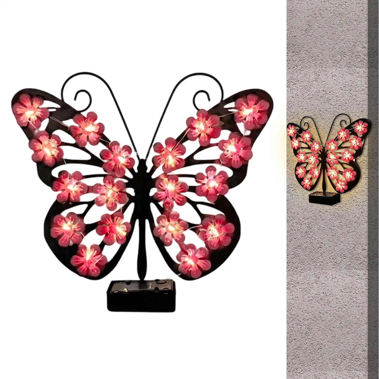 Solar Butterfly Lights Outdoor Waterproof Metal Lamp LED Butterfly Lights For Garden Yard Patio Porch Fence Wall Pathway