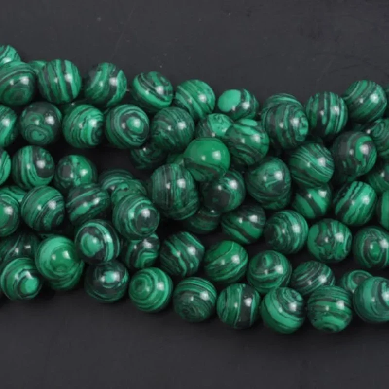 

Green Synthesis Peacock Malachite Loose Beads Natural Gemstone Smooth Round for Jewelry Making Зеленый синтетический павлин