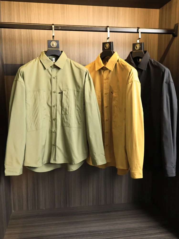 Lightweight Waterproof Outdoor Fashionable Men's Shirt Spring Season Standard Fit Long Sleeve Polyester Fiber Modern Style