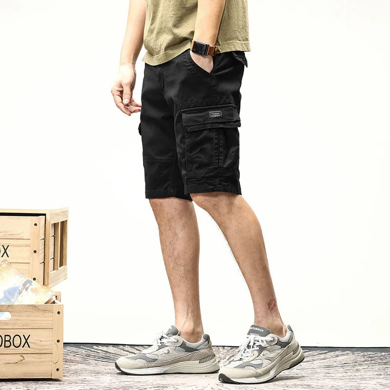 Summer Men\'s Outdoor Cargo Shorts Loose Multi-pocket Cotton Casual Pants Shorts Safari Style Workout Shorts Fashion Shorts Men