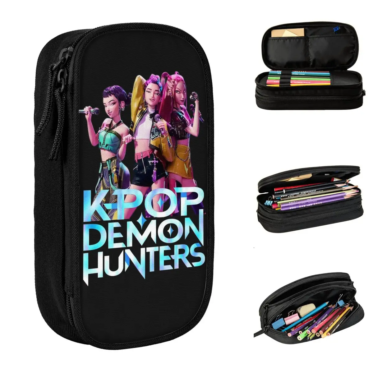 

Huntrix Demon Hunters Animation Pencil Case College Pencil Bag Boy Girl Zipper Fashion School Pencil Cases Stationery Organizer