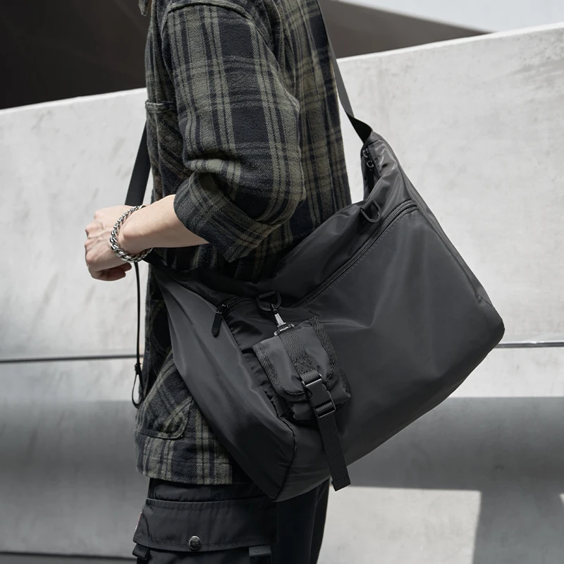 MATE ELAN Solid Color Outdoor Sports Men Crossbody Bag 16Inch Laptop Shoulder Bag Waterproof Portable Leisure Travel Message Bag