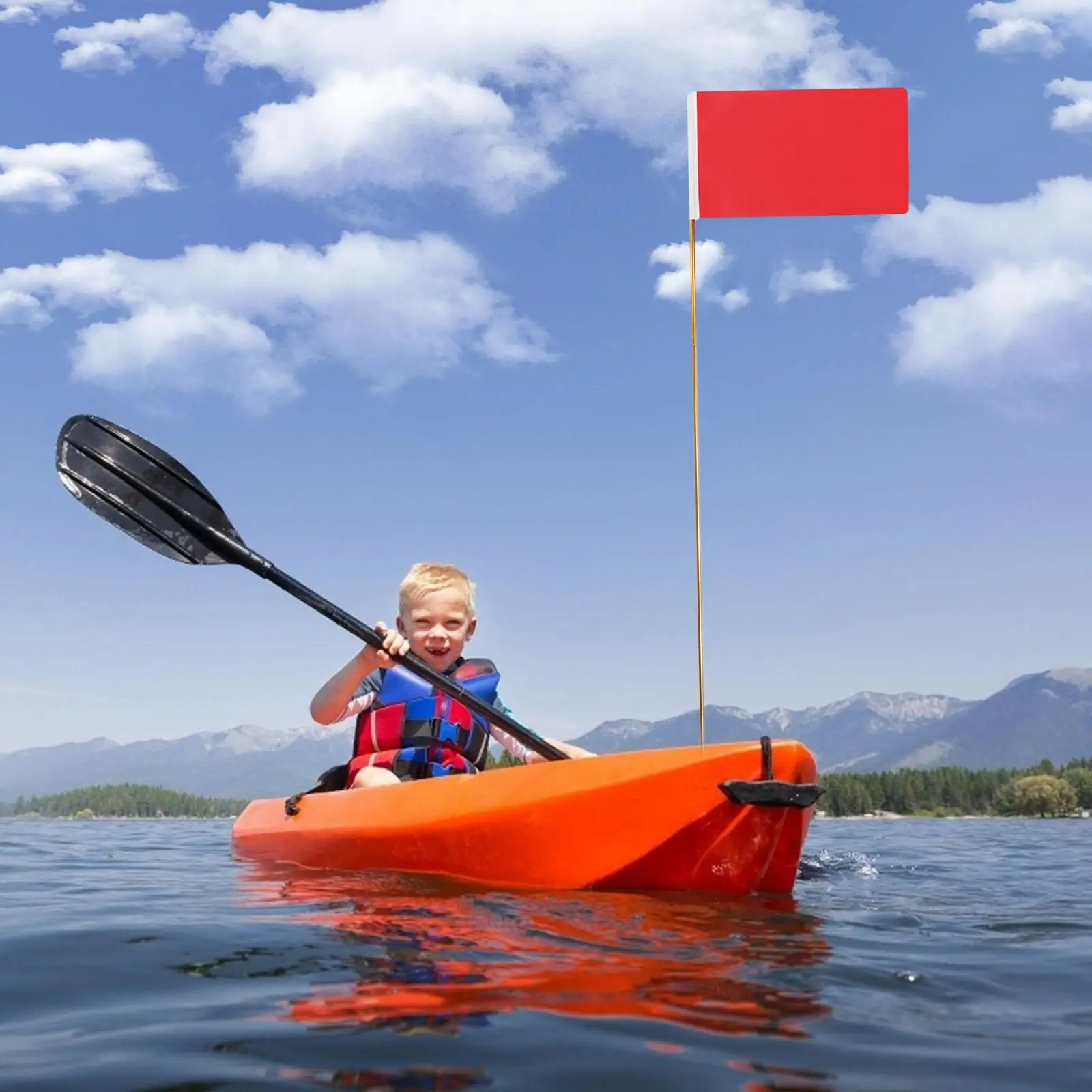 1.2M Kayak Flag with Installation Track Mount Kayaking Visibility Kit for Dinghy Yacht Accessories
