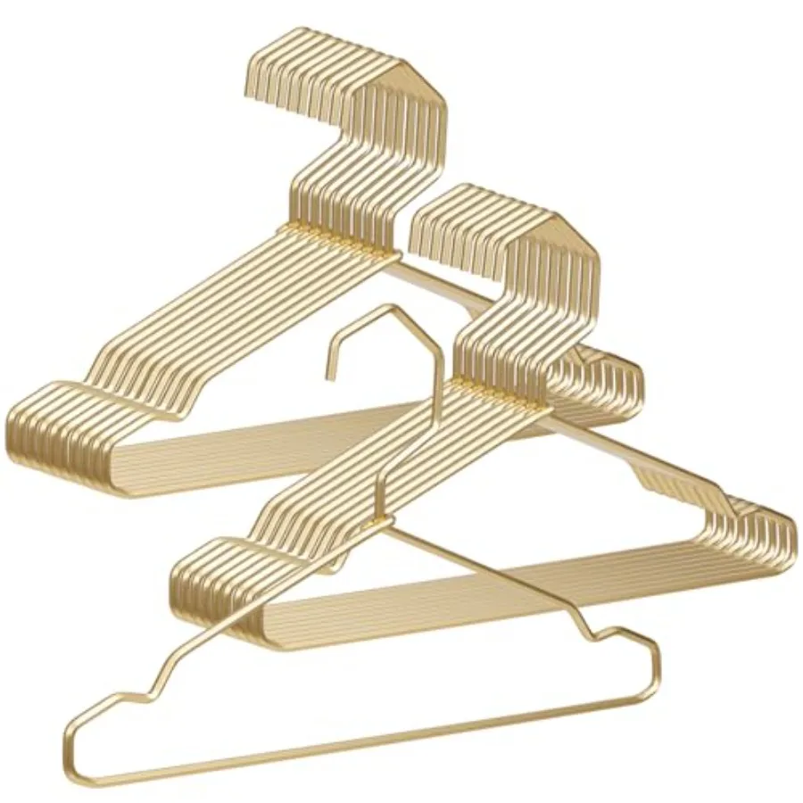 

Gold Aluminum Hangers, 20 Pack Baby Hangers 12.6 Inch Baby Hanger, Sturdy Metal Clothes Hangers for Wardrobe, Space-Saving Todd