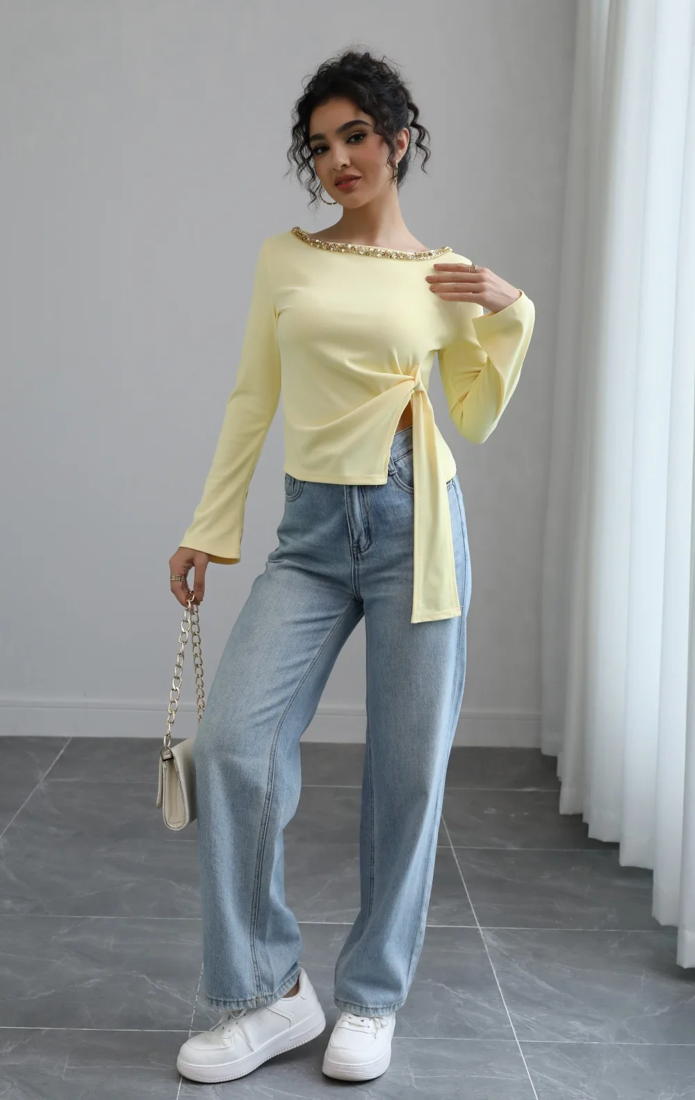 2025 New Women's Asymmetrical Top Summer Solid Long Sleeveless Sexy T-Shirt Lady Fashion Elegant Irregular Shoulder T-Shirt