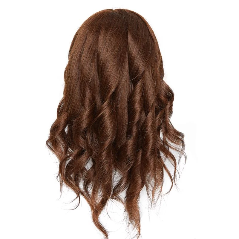 

Brown 100% real hair styling, can be permed or dyed, fake head styling, full real hair styling apprentice hair cutting practice