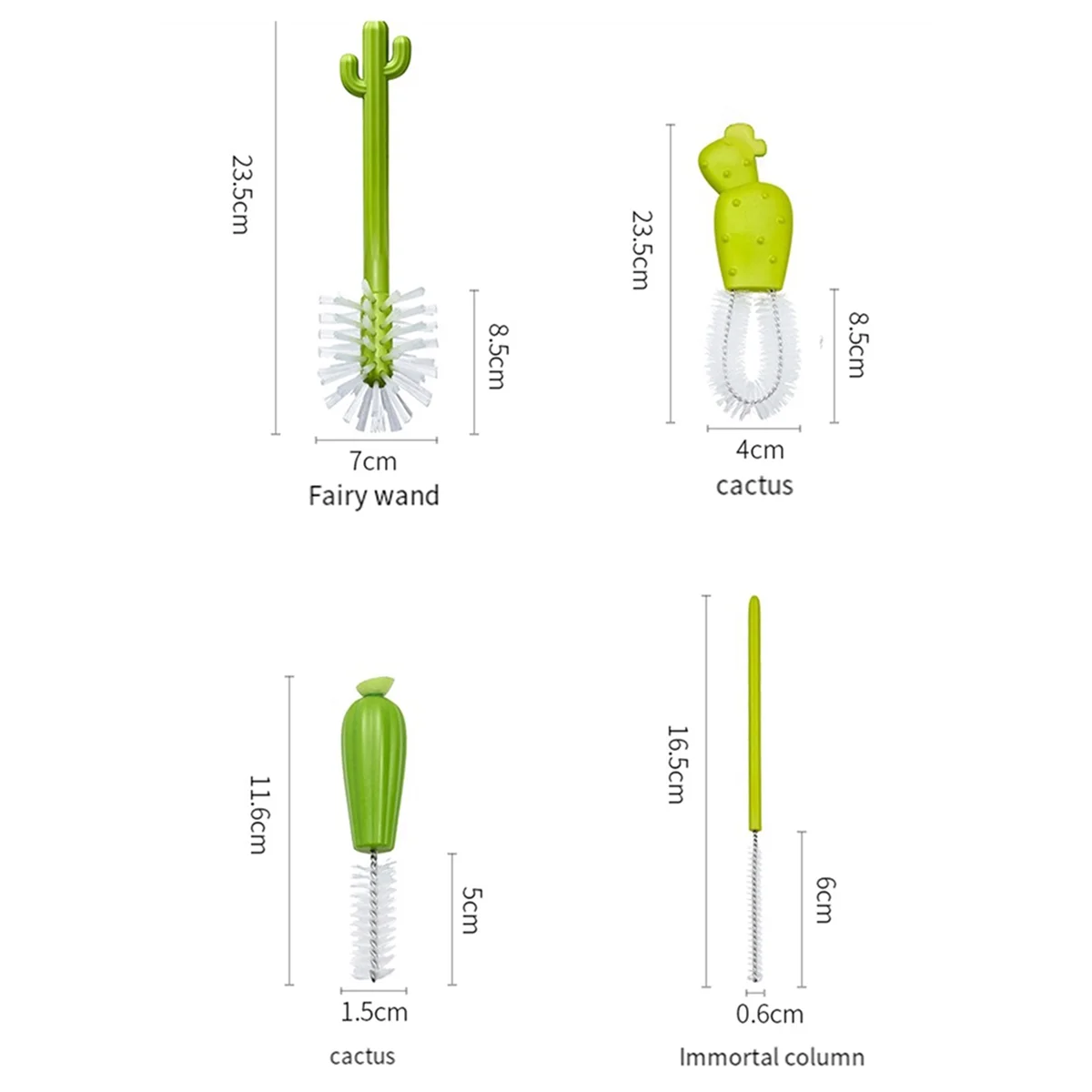 Cactus Bottle Brush, Straw Brush, Multifunctional Cleaning Brush Set, Full-Angle Cleaning