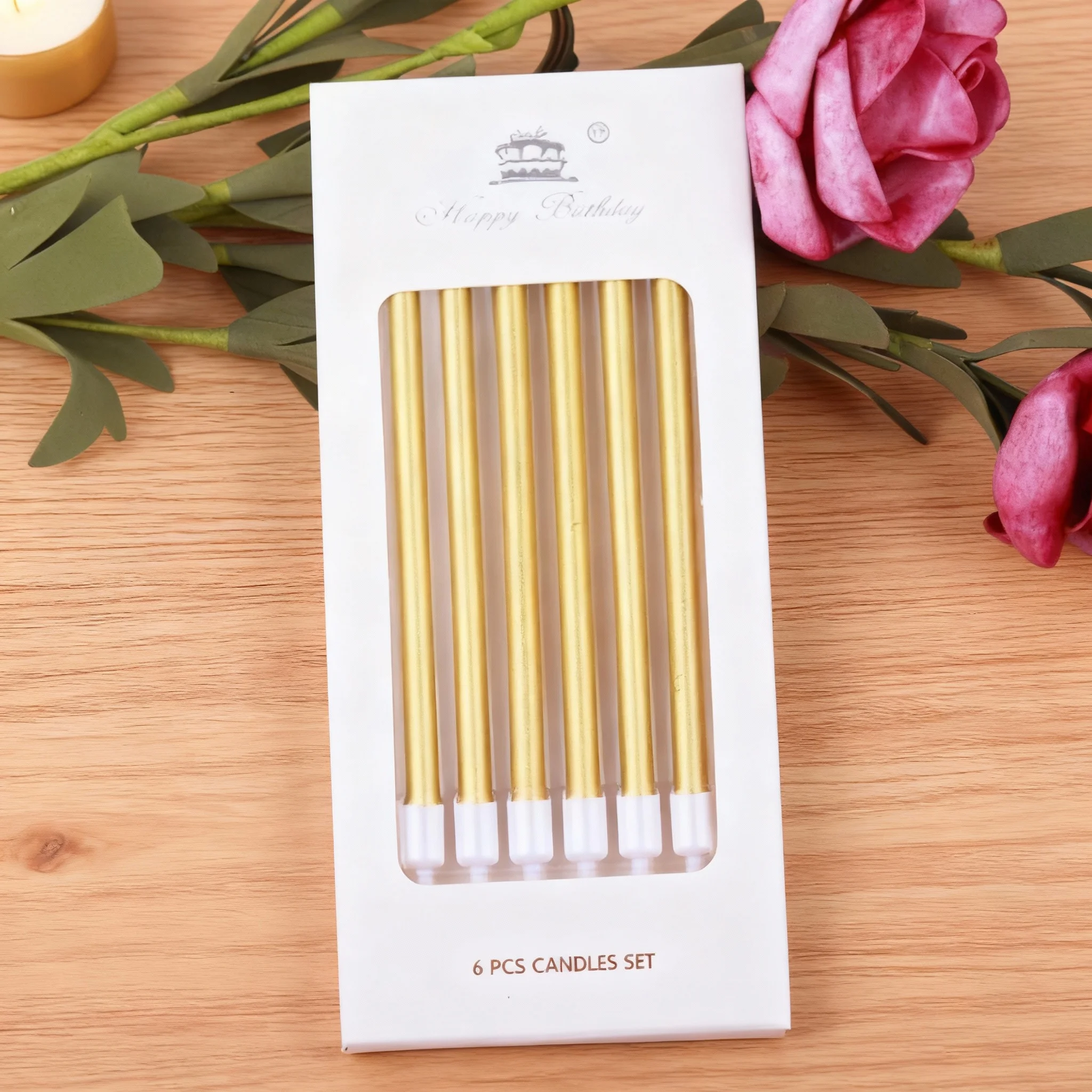 6pcs/box Pencil Cake Candle Happy Birthday DIY Colored Candle Cake Topper Wedding Baby Shower Kids Birthday Party Cake Decors