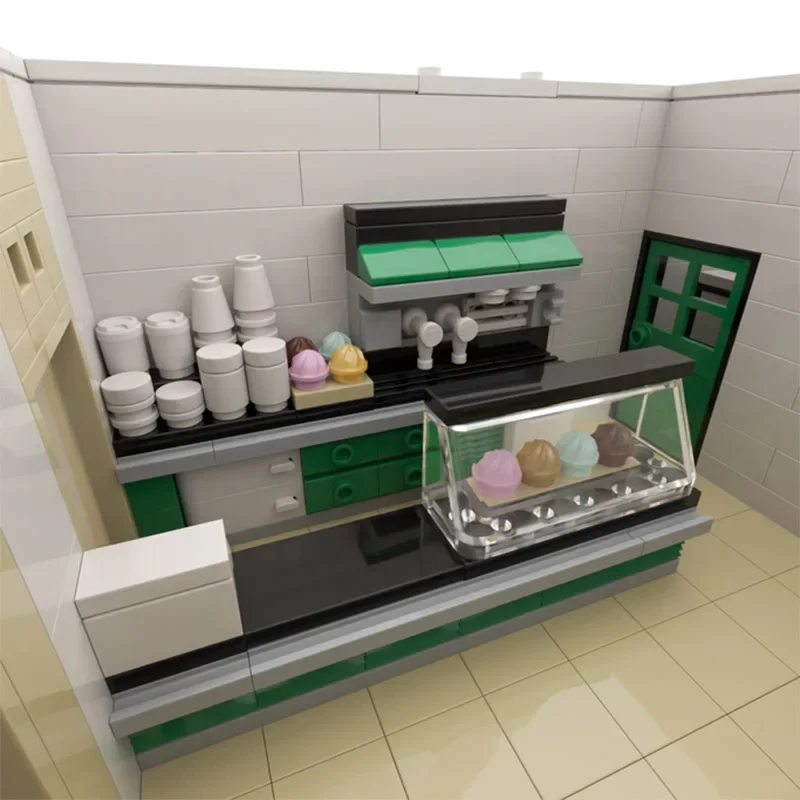 Moc อาคารอิฐ Street View รุ่นทันตแพทย์และร้านกาแฟเทคโนโลยี Modular Blocks ของขวัญของเล่นเด็ก DIY ชุดประกอบ