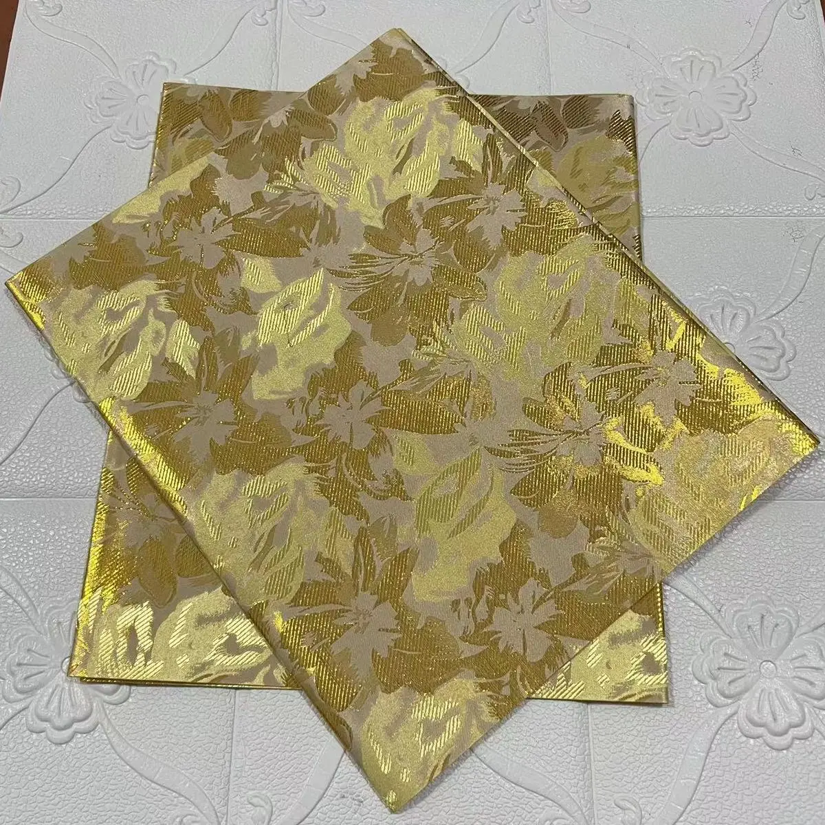 Wholesale Price 2Pieces African SEGO Fashion Nigerian Headtie 3D Gold Line Scarf Wrapper Fabric For African Wedding Clothes