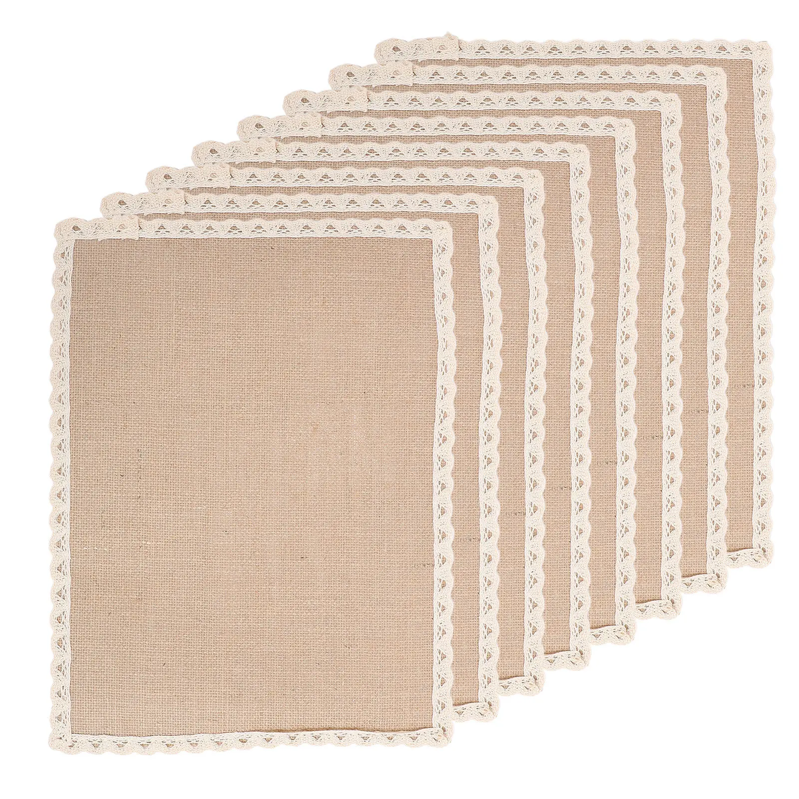 8Pcs Rustic Jute Placemats 30x40cm Rectangular Burlap Table Mats Lace Edge Natural Woven Placemat Set for Daily Use Special
