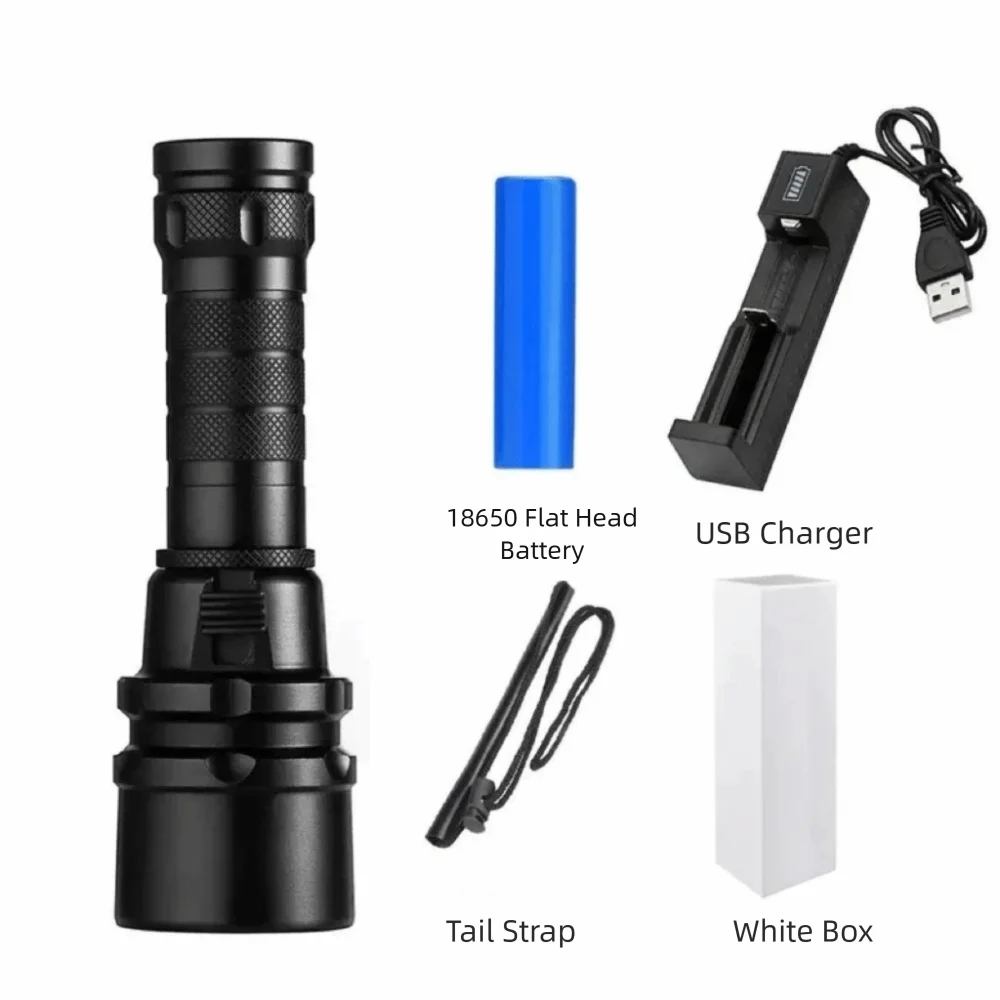 

High Power Diving Flashlight Hand Rope LED Light LED Diving Flashlight Deep Sea IP68 Waterproof Underwater Submarine Lights