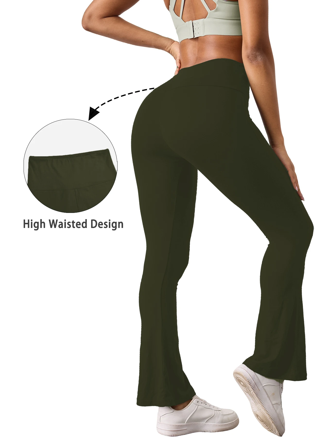 Elegant Women's High-Waisted Flared Pants for yoga Workout. Suitable for Women Leggings to Use for Leisure.