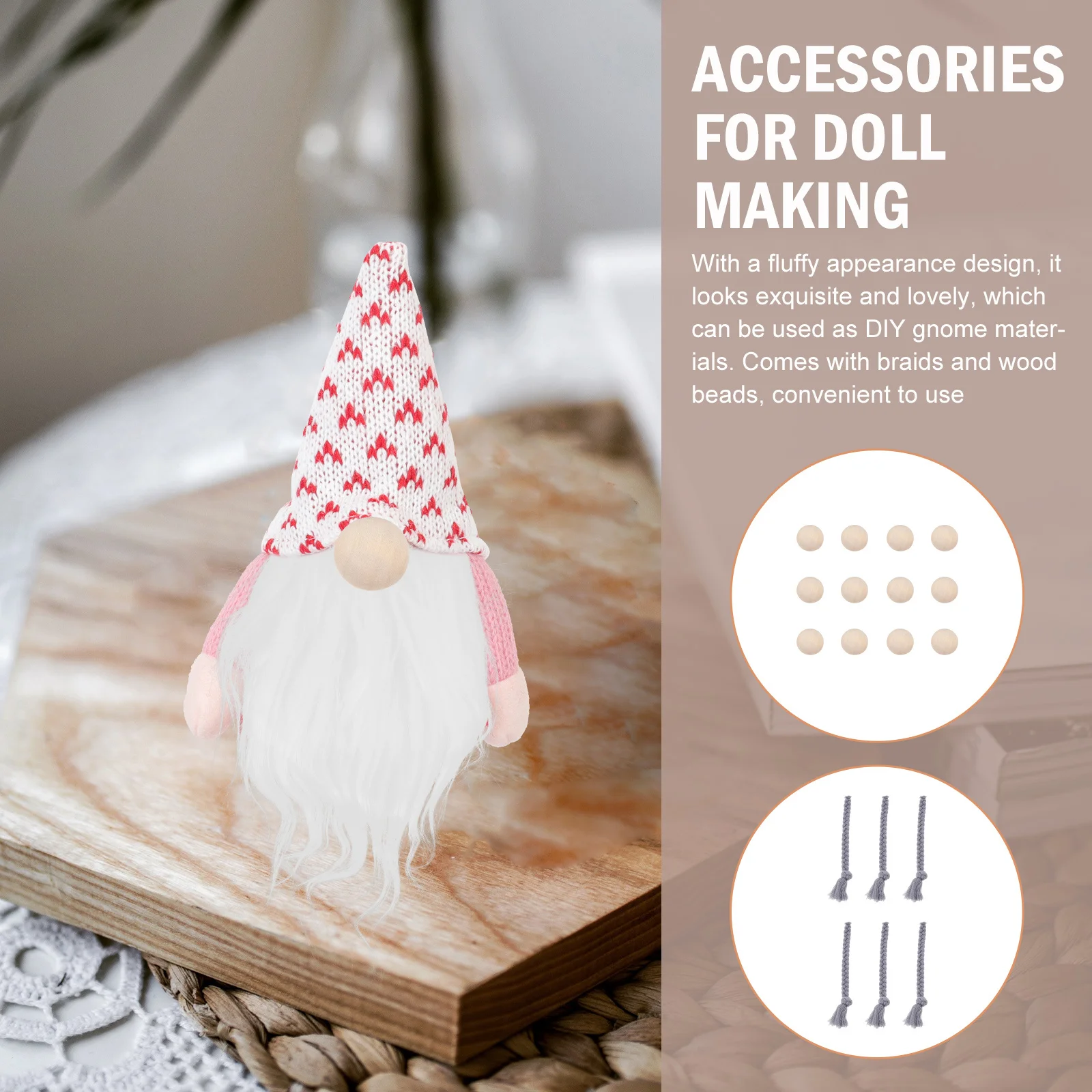 1 مجموعة المواد قبل قطع اللحى الاصطناعية DIY بها بنفسك جنوم صنع لطيف اللحية مع الضفائر كرات خشبية غير مكتملة القطن قبل قطع