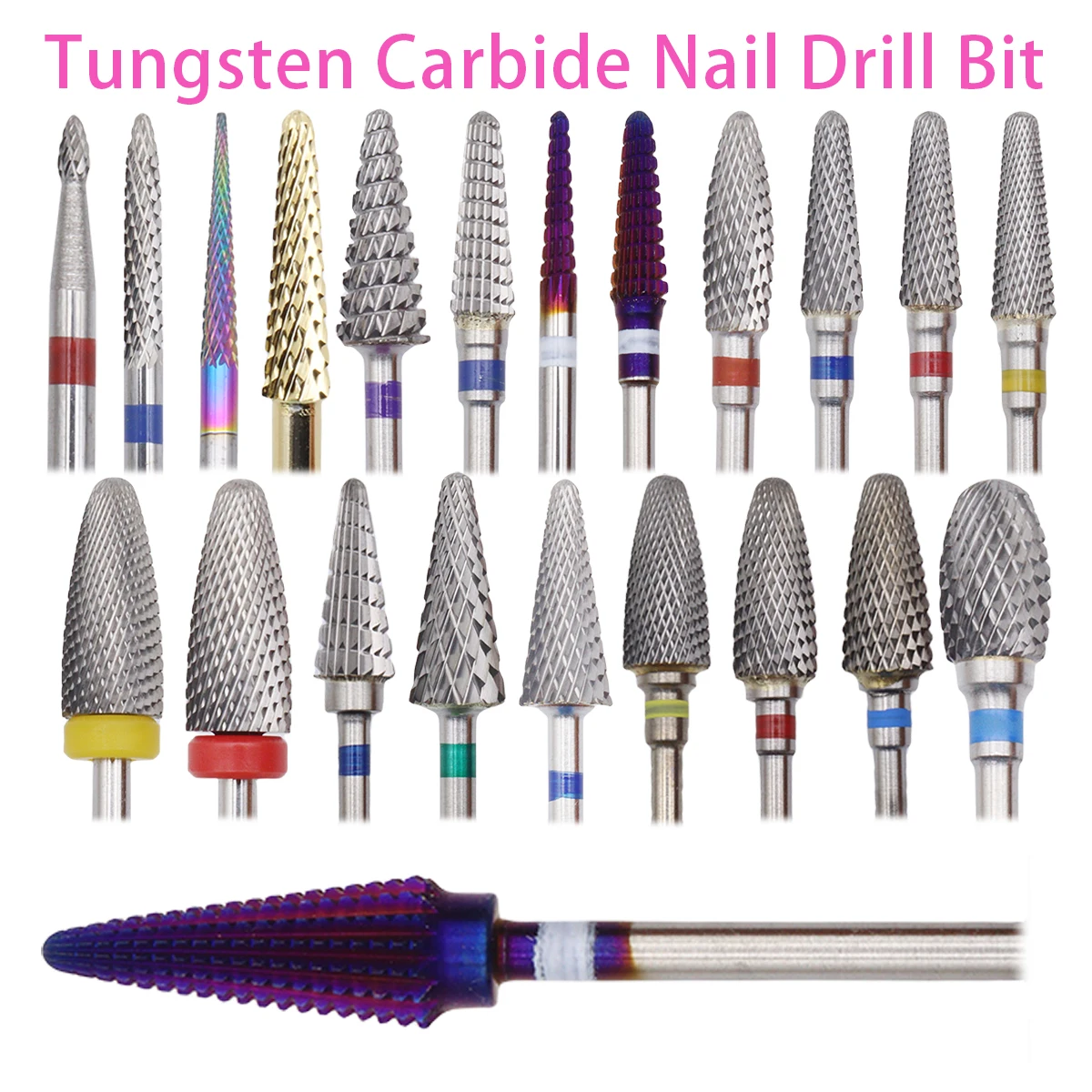 1pcs 56 Types Tungsten Carbide Nail Drill Bit Electric Nail Mills Cutter for Manicure Machine Nail Files Accessories